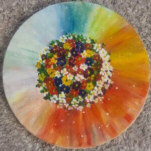 Radiant Bloom - Circular Oil Painting